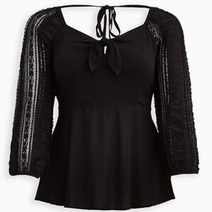 Torrid Black Blouse with Lace Detail